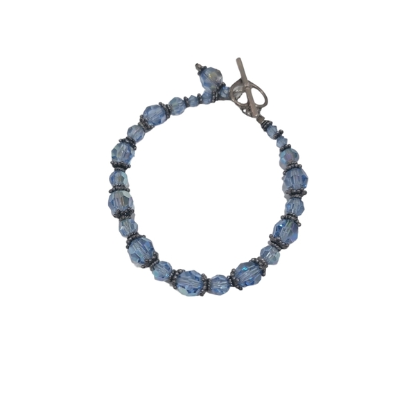 Blue Aurora Borealis Stretch bracelet - Picture 2 of 4